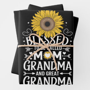 Blessed To Be Called Mom Grandma Great Sunflower Wrapping Paper Sheets