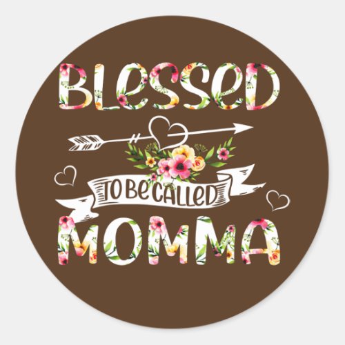 Blessed to be called Momma Floral Funny Grandma Classic Round Sticker