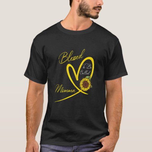 Blessed To Be Called Momma Sunflower Heart T_Shirt