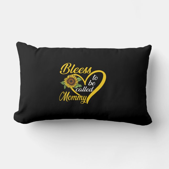 Blessed To Be Called Mommy Sunflower Heart Mothers Lumbar Pillow (Front)