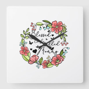Blessed To Be Called Mommy Sunflower Mommy Mothers Square Wall Clock