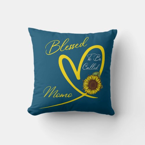 Blessed To Be Called Momo Sunflower Heart  Throw Pillow