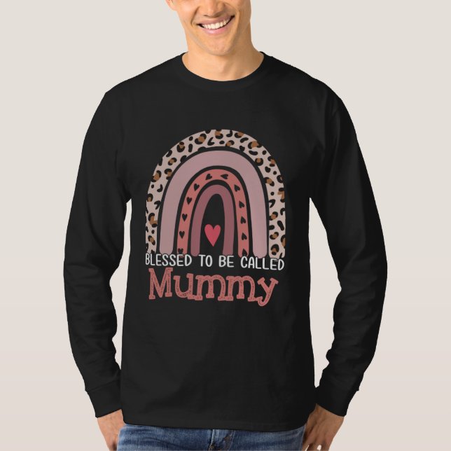 Blessed To Be Called Mummy Rainbow Leopard Mother  T-Shirt (Front)