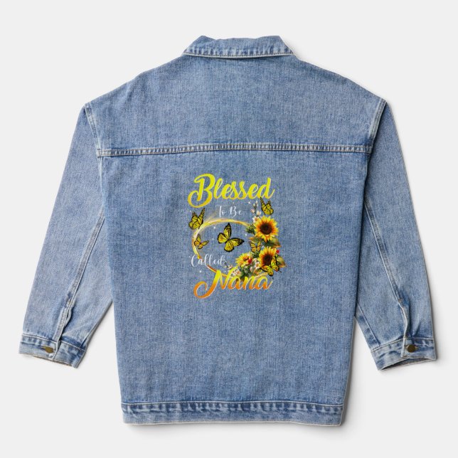 Blessed To Be Called Nana  Sunflower  Mom Grandma  Denim Jacket (Back)