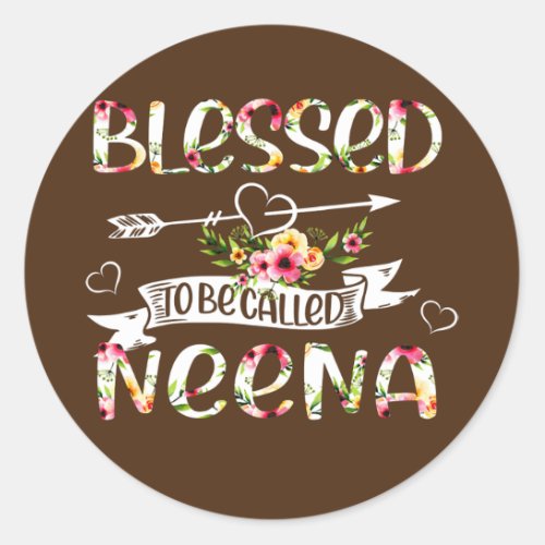 Blessed to be called Neena Floral Funny Grandma Classic Round Sticker