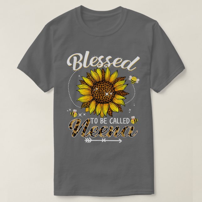 Blessed To Be Called Neena Funny Leopard Sunflower T-Shirt (Design Front)