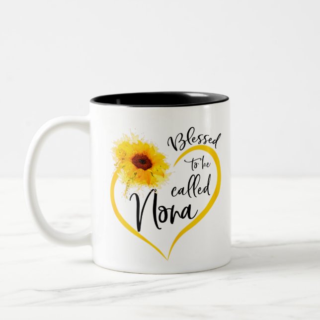 Blessed To Be Called nona Sunflower Gifts Two-Tone Coffee Mug (Left)