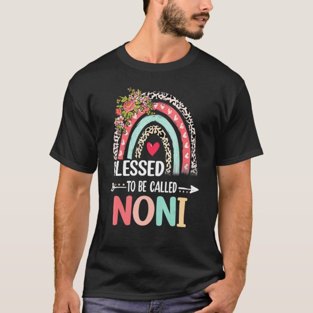 Blessed To Be Called Noni Leopard Rainbow Mother's T-Shirt (Front)