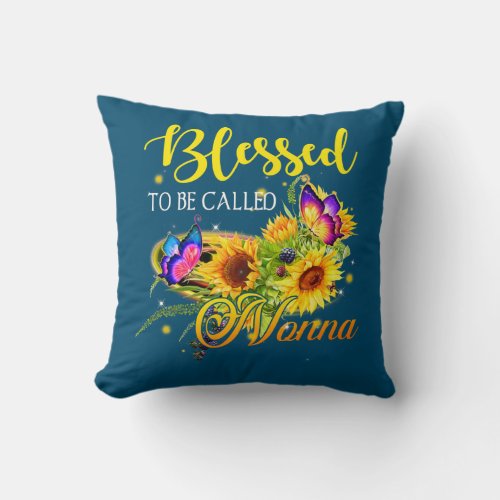 Blessed To Be Called Nonna Sunflower Mothers Day Throw Pillow