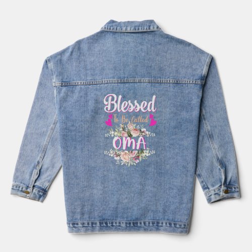 Blessed To Be Called Oma Floral Womens Oma Mothers Denim Jacket
