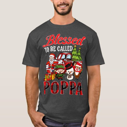Blessed To Be Called Poppa Christmas Buffalo Plaid T_Shirt