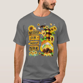 Blessed To Be Called Sister Fall Gnome Sunflowers  T-Shirt