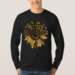 Blessed To Be Called Sister Sunflower Leopard T-Shirt