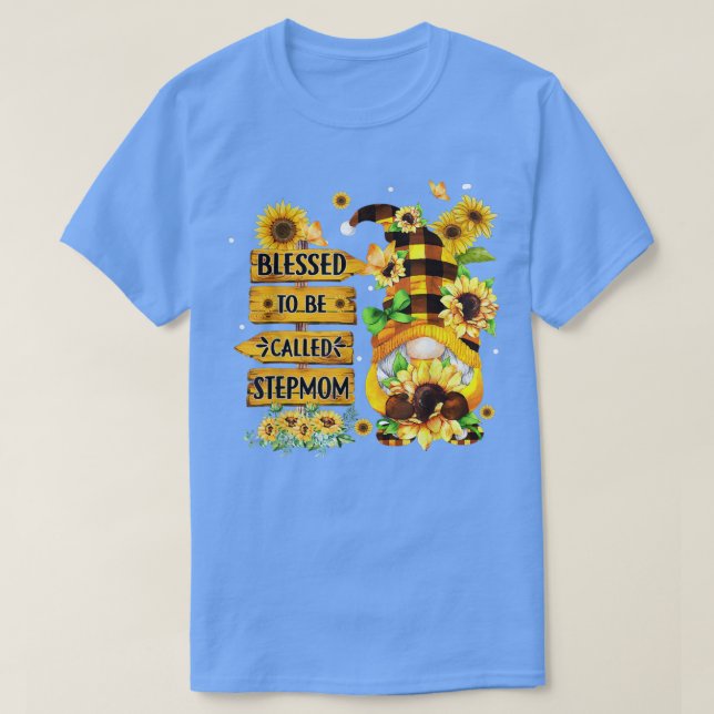 Blessed To Be Called Stepmom Fall Gnome Sunflowers T-Shirt (Design Front)