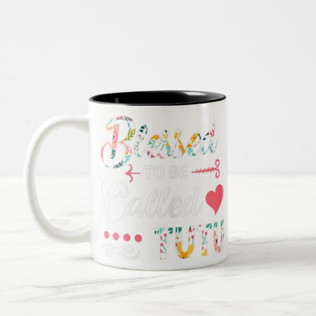 Blessed To Be Called Tutu Mothers day gift Two-Tone Coffee Mug (Left)
