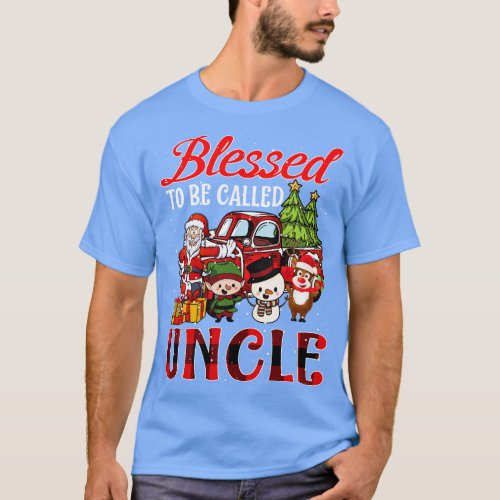 Blessed To Be Called Uncle Christmas Buffalo Plaid T_Shirt