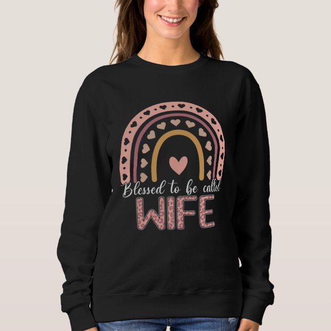 Blessed To Be Called Wife Leopard Rainbow Cute Mom Sweatshirt (Front)