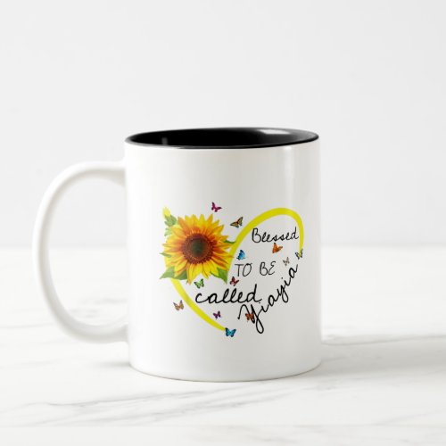 Blessed To Be Called Yiayia Sunflower Gifts Two_Tone Coffee Mug