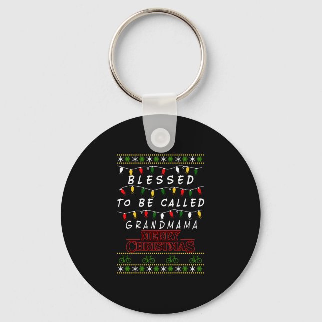 Blessed To Be Grandmama Grandma Gift Christmas Keychain (Front)