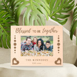 Blessed To Be Together  Quote Family Name Engraved Frames<br><div class="desc">Celebrate the timeless bond of family with our Blessed To Be Together Quote Family Name etched frame. This rustic modern keepsake features a laser cut wooden picture frame, adorned with hearts and personalized with your family name and established year. Display your cherished family photo in this beautiful frame or gift...</div>