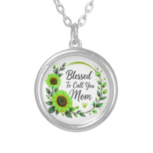 Blessed To Call You Mom Sunflower Silver Plated Necklace