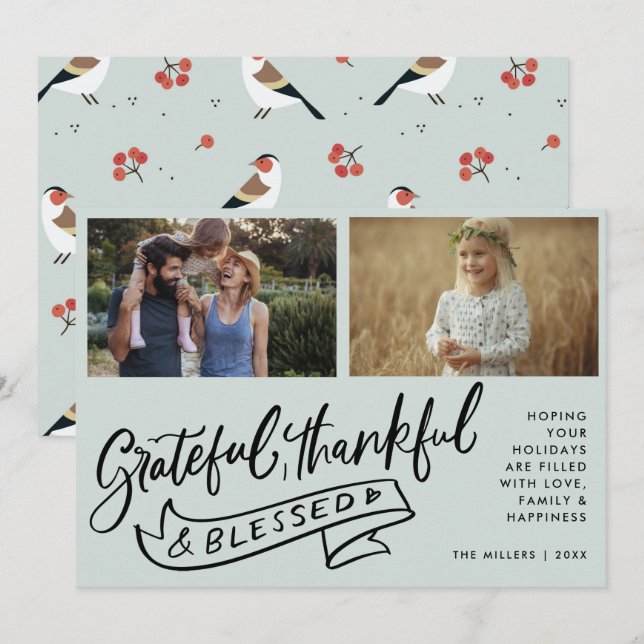 Blessed Two Photo Family Christmas (Front/Back)