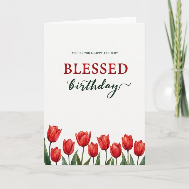 Blessed Typographic Birthday Card (Front)