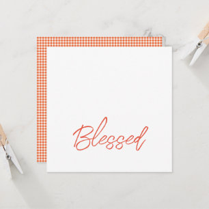 BLESSED Typography Faith Orange Thankful Grateful Card