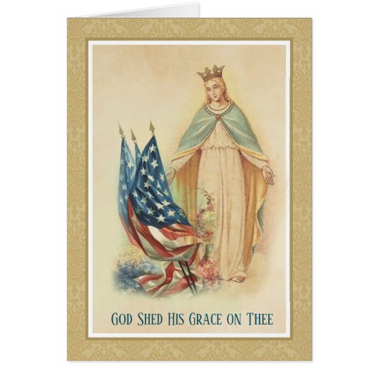 Blessed Virgin Mary American Flag Cards (Front)