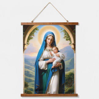 Blessed Virgin Mary and Baby Jesus Hanging Tapestry