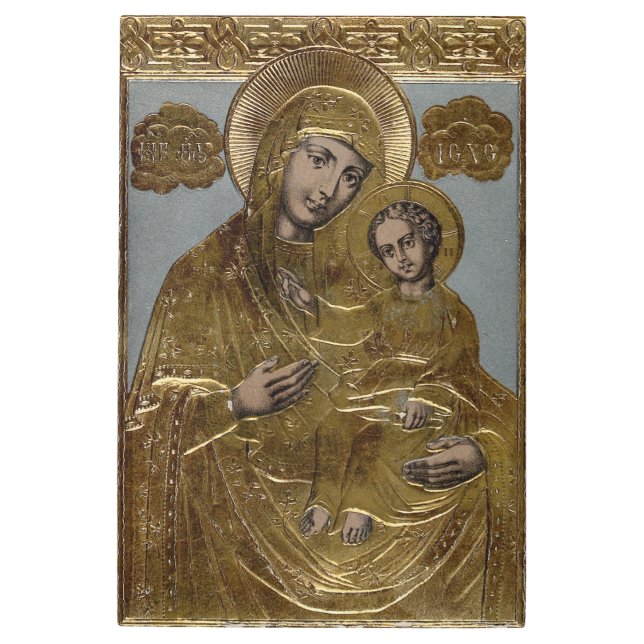 Blessed Virgin Mary and Child Jesus Christ Gold Metal Print (Front)