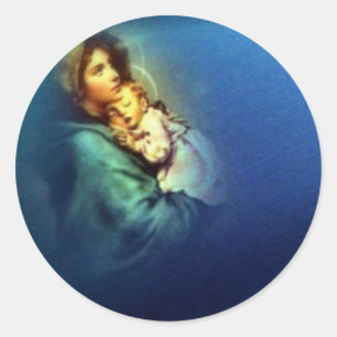 Blessed Virgin Mary and Infant Child Jesus Classic Round Sticker