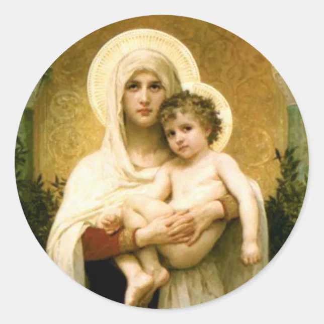 Blessed Virgin Mary and Infant Child Jesus Classic Round Sticker | Zazzle