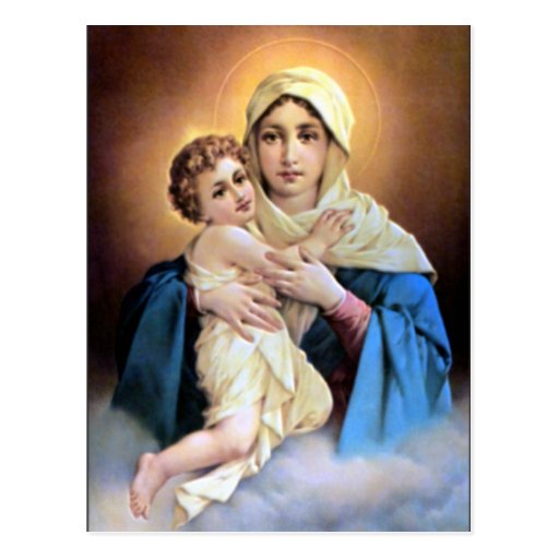 Blessed Virgin Mary and Infant Child Jesus Postcard | Zazzle