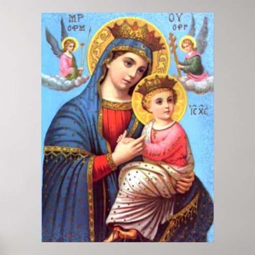 Blessed Virgin Mary and Infant Child Jesus Poster
