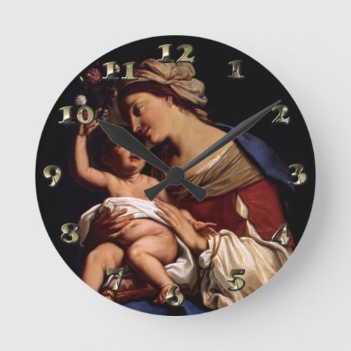 Blessed Virgin Mary and Infant Child Jesus _Sirani Round Clock