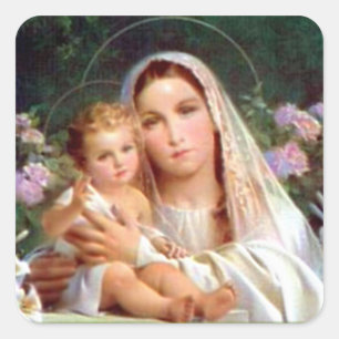Blessed Virgin Mary and Infant Child Jesus Square Sticker