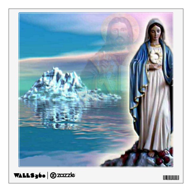 Blessed Virgin Mary and Jesus Over Waters Wall Decal (Front)