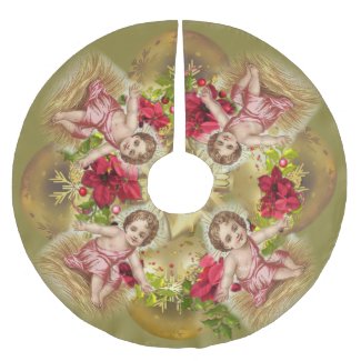 Blessed Virgin Mary Baby Jesus Floral Religious Brushed Polyester Tree Skirt