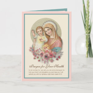Blessed Virgin Mary Baby Jesus Flowers Get Well Card