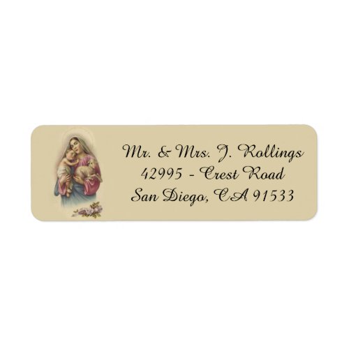 Blessed Virgin Mary Baby Jesus Flowers Label