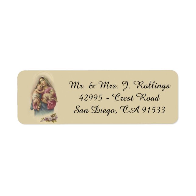 Blessed Virgin Mary Baby Jesus Flowers Label (Front)