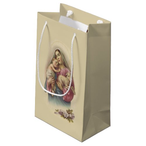 Blessed Virgin Mary Baby Jesus Flowers Small Gift Bag