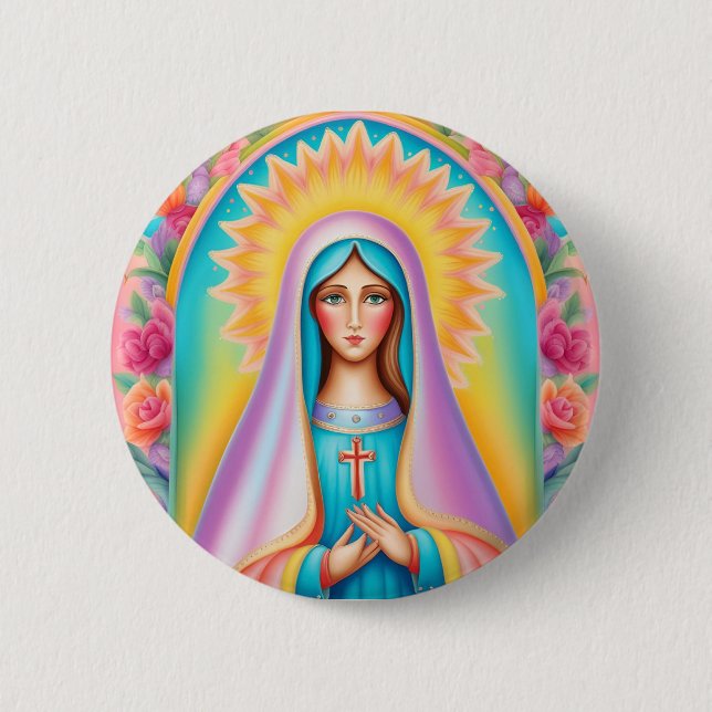 Blessed Virgin Mary Badge Button (Front)