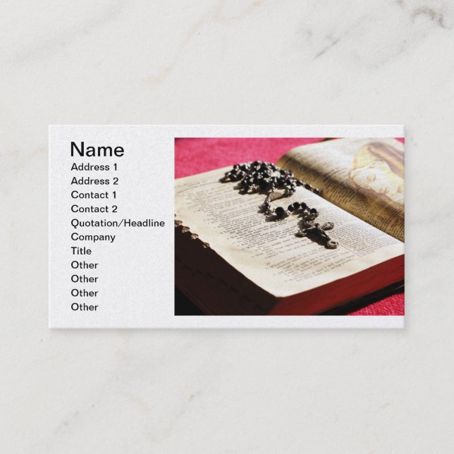 Blessed Virgin Mary Bible Rosary Business Card (Front)