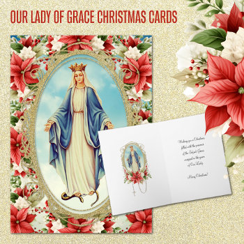Blessed Virgin Mary Catholic Christmas Religious Holiday Card by ShowerOfRoses at Zazzle