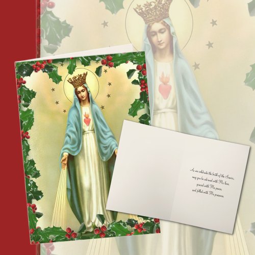 Blessed Virgin Mary Catholic Christmas Religious Holiday Card