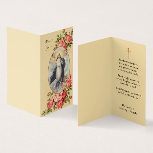 Blessed Virgin Mary Catholic Condolence Thank You Business Card