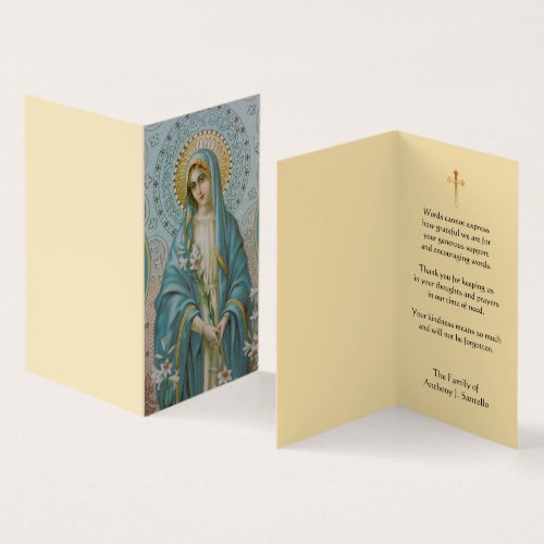 Blessed Virgin Mary Catholic Condolence Thank You Business Card