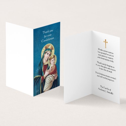 Blessed Virgin Mary Catholic Condolence Thank You Business Card